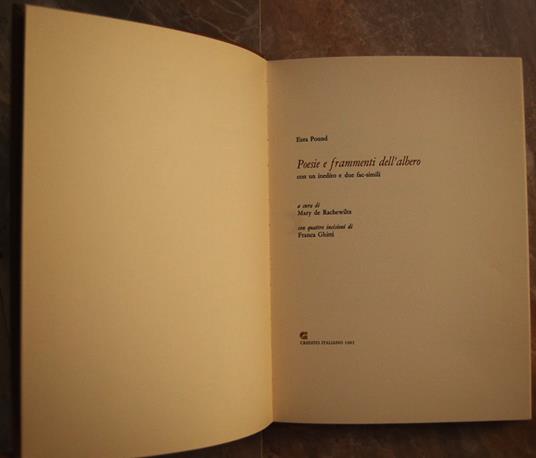 Poesie E Frammenti Dell'Albero. Con Un Inedito E Due Facsimili - Ezra Pound - copertina