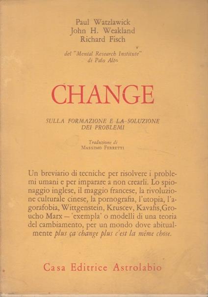 Change: la formazione e la soluzione dei problemi - copertina