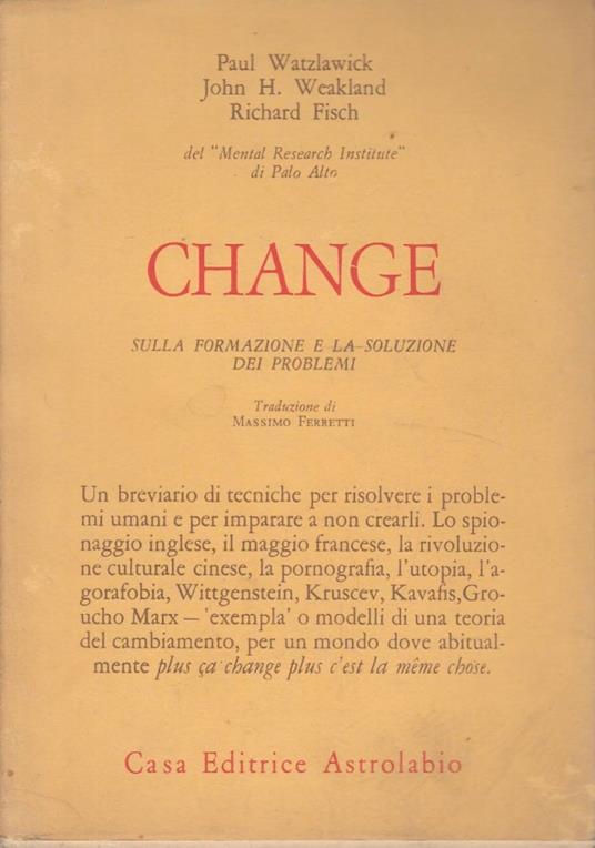 Change: la formazione e la soluzione dei problemi - copertina