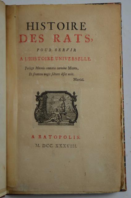 Histoire des rats, pour servir a l'histoire universelle - copertina