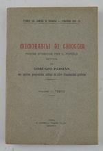 Memorabili di Chioggia. Pagine storiche per il popolo… Volume Primo (unico pubblicato)