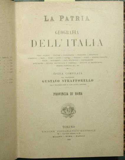 patria - Geografia dell'Italia - Provincia di Roma - Gustavo Strafforello - copertina