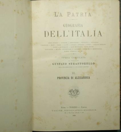 patria - Geografia dell'Italia - Provincia di Alessandria; Provincia di Cuneo - Gustavo Strafforello - copertina