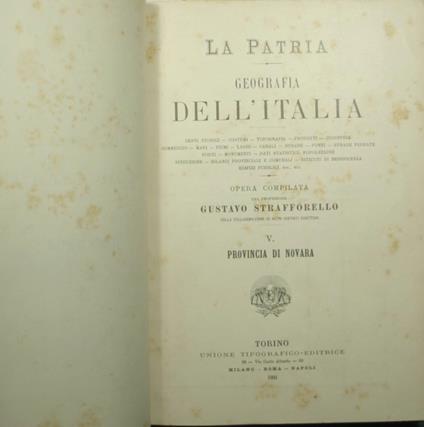 patria - Geografia dell'Italia - Provincia di Novara; Provincie di Genova e Porto Maurizio - Gustavo Strafforello - copertina