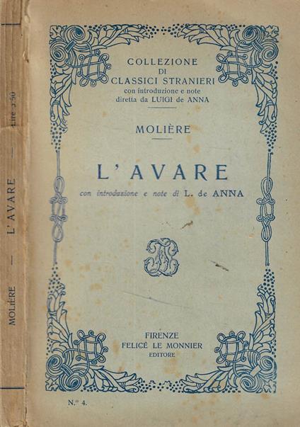 L' avare - Molière - copertina