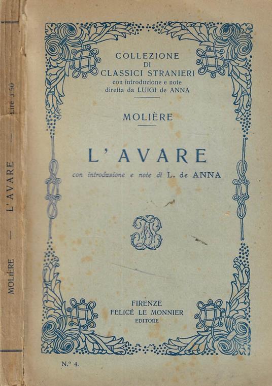 L' avare - Molière - copertina