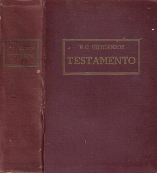 Testamento - R. C. Hutchinson - copertina