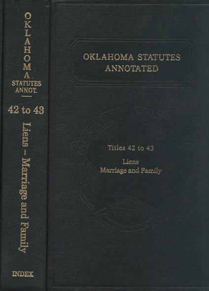 Oklahoma statutes annotated Titles 42 to 43 - copertina