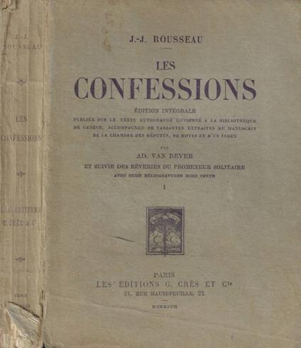 Les confessions - Jean-Jacques Rousseau - copertina