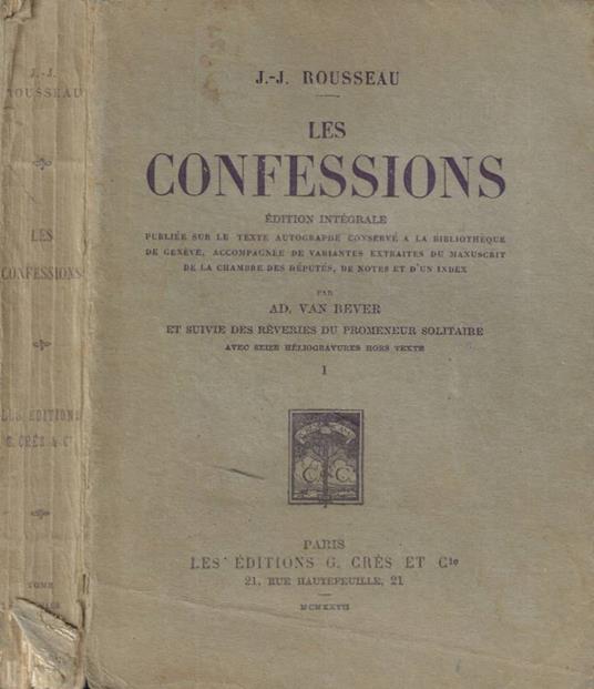 Les confessions - Jean-Jacques Rousseau - copertina