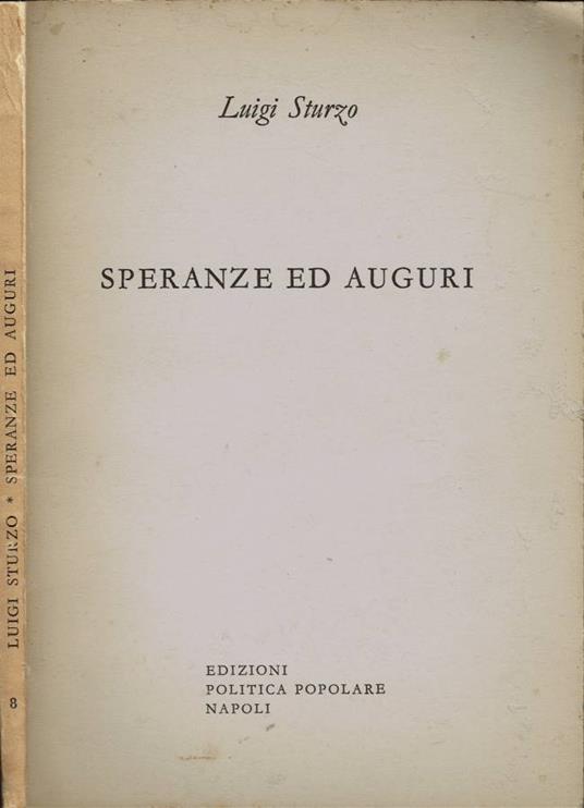 Speanze ed auguri - Luigi Sturzo - copertina