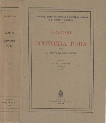 Lezioni di economia pura - Gustavo Del Vecchio - copertina
