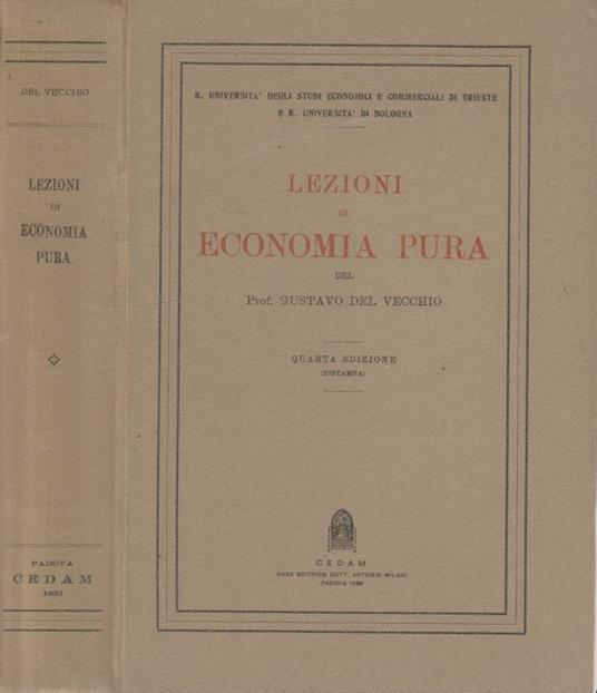 Lezioni di economia pura - Gustavo Del Vecchio - copertina