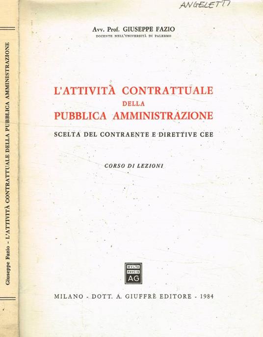 L' attività contrattuale della pubblica amministrazione - Giuseppe Fazio - copertina