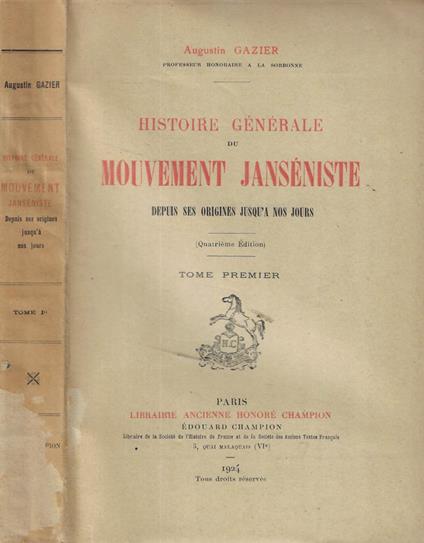 Histoire generale du mouvement janseniste Tomo I - copertina