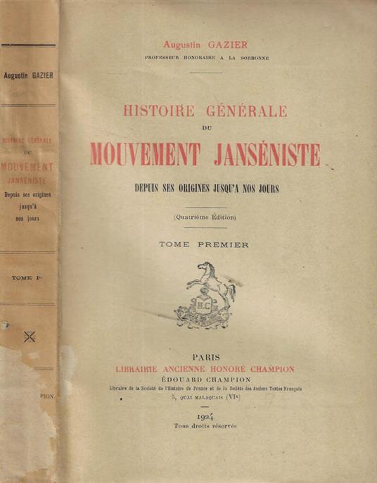 Histoire generale du mouvement janseniste Tomo I - copertina