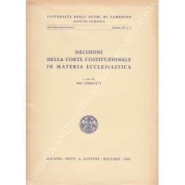 Decisioni della Corte Costituzionale in materia ecclesiastica - Pio Ciprotti - copertina