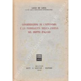 Considerazioni su l'autonomia e la pubblicità della Chiesa nel diritto italiano - Luigi De Luca - copertina