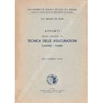 Appunti delle lezioni di tecnica delle assicurazioni contro i danni. Anno accademico 1959-60
