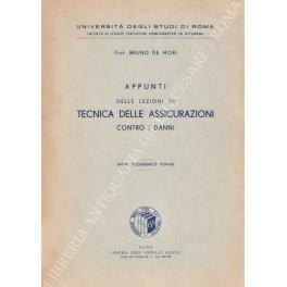 Appunti delle lezioni di tecnica delle assicurazioni contro i danni. Anno accademico 1959-60 - copertina