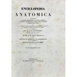 Enciclopedia anatomica che comprende l'anatomia descrittiva, l'anatomia generale, l'anatomia patologica, la storia dello sviluppo e delle razze umane. Tradotta dal tedesco da A.G.L. Jourdan. Prima traduzione italiana di M.G.Dr. Levi Medico. Vol. I -  - copertina