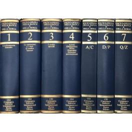 Enciclopedia della banca e della borsa. Vol. I - L'ordinamento bancario; Vol. II - Le operazioni e i titoli di credito bancari; Vol. III - I crediti speciali; Vol. IV - Azioni, obbligazioni, borsa, organismi finanziari internazionali; Vol. V-VII - Pa - copertina