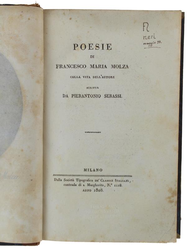 Poesie Colla Vita Dell'Autore Scritta Da Pierantonio Serassi
