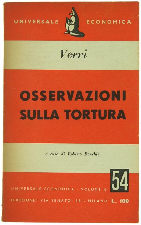 Osservazioni Sulla Tortura - Pietro Verri - copertina