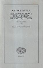 Interpretazione della poesia di Walt Whitman. Tesi di laurea, 1930