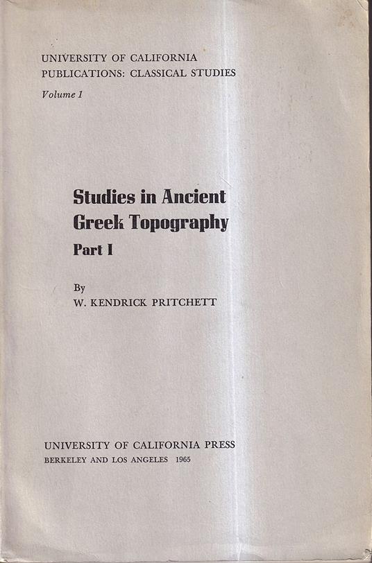 Studies in Ancient Greek Topography. Part I - copertina