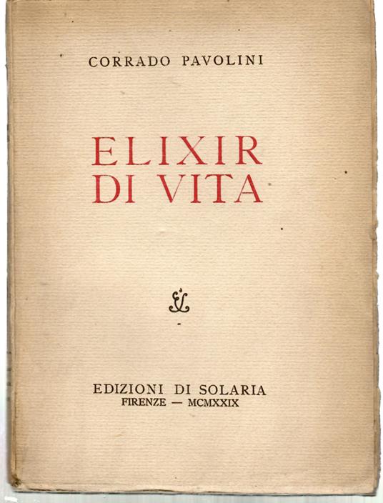 Elixir Di Vita - Corrado Pavolini - copertina
