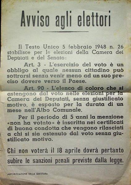 Avviso agli elettori - copertina