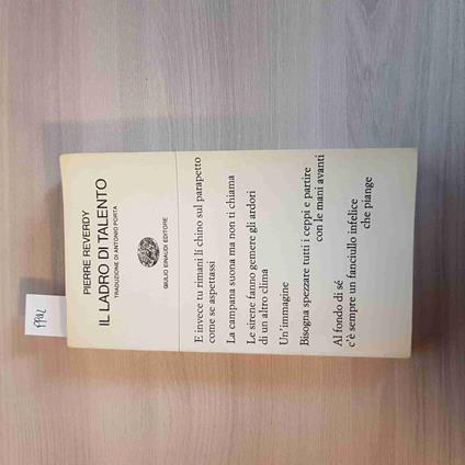 Il LADRO DI TALENTO - PIERRE REVERDY - EINAUDI 1972 traduzione ANTONIO PORTA - Pierre Reverdy - copertina