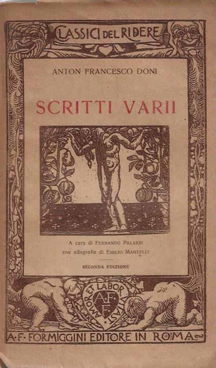 Scritti Varii - Anton Francesco Doni - copertina