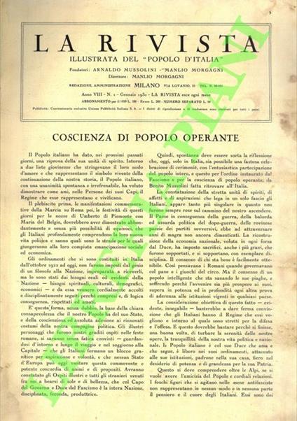 rivista illustrata del popolo d’Italia. 1930 - copertina