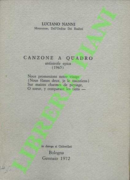 Canzone a quadro. Antistrofe epica (1965). - Luciano Nanni - copertina