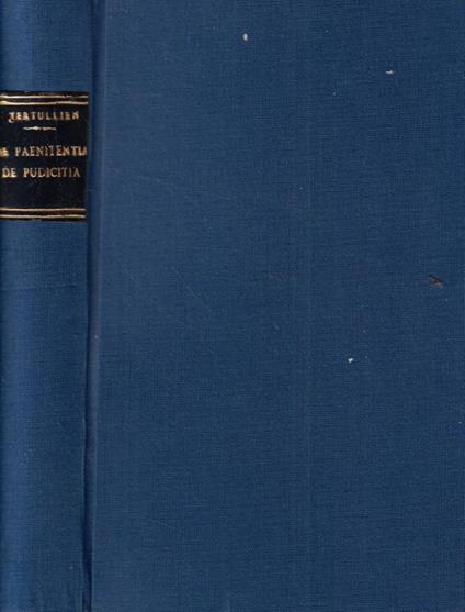 De paenitentia de pudicitia - Quinto S. Tertulliano - copertina
