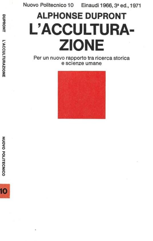 L' acculturazione - Alphonse Dupront - copertina