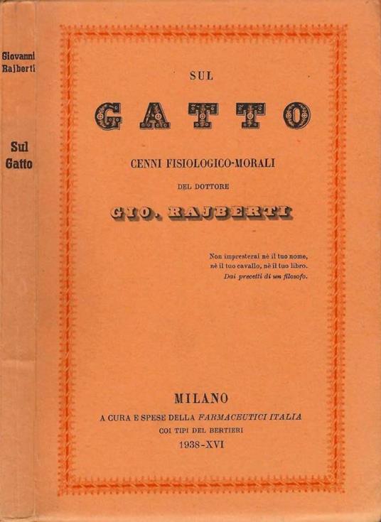 Sul gatto. Cenni fisiologico morali - Giovanni Rajberti - copertina