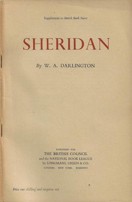 Sheridan (1751-1816) [Supplement to British Book News] - copertina