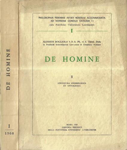 De homine Vol. I - Aloisio Bogliolo - copertina