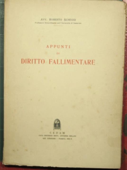 Appunti di diritto fallimentare - Roberto Scheggi - copertina