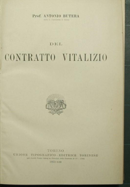 Del contratto vitalizio - Antonio Sutera - copertina