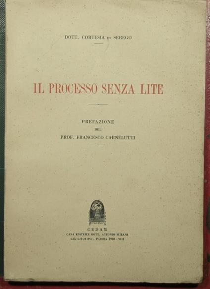 Il processo senza lite - copertina