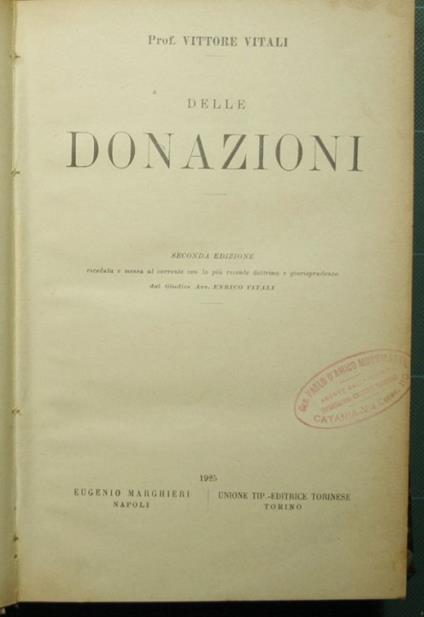 Delle donazioni - copertina