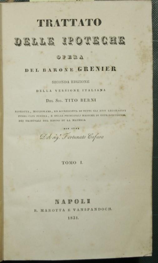 Trattato delle ipoteche - copertina