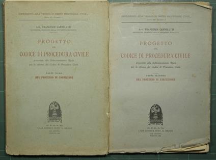 Progetto del codice di procedura civile - Francesco Carnelutti - copertina