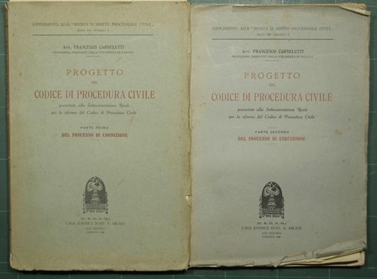 Progetto del codice di procedura civile - Francesco Carnelutti - copertina