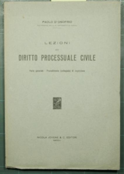 Lezioni di diritto processuale civile - Paolo D'Onofrio - copertina