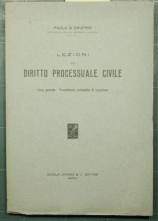 Lezioni di diritto processuale civile - Paolo D'Onofrio - copertina